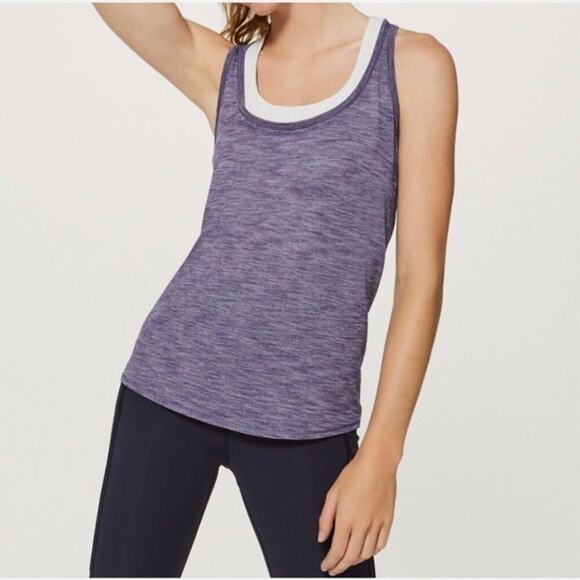 Lululemon Tops - Lululemon Our Sport Heathered Purple Racerback Tank Sz 6 Yoga Stretch Anti-Odor